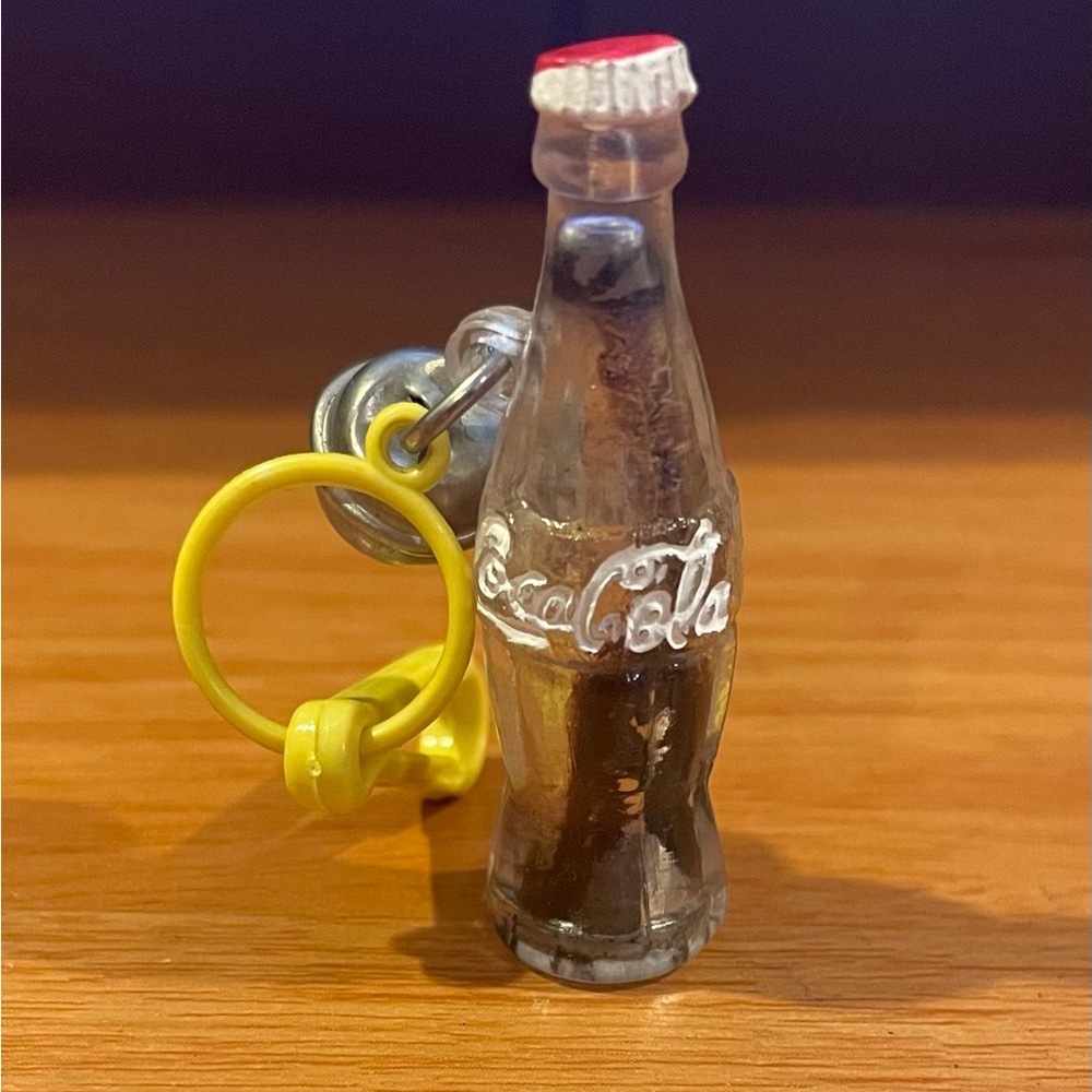 Vintage 1980s Plastic Bell Charm Coca Cola Bottle 80s Necklace